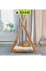 Cat House Funny Teepee Tent for Small Cats and Dogs Durable Wood Pet House for Indoor Pets Cat - Image 2