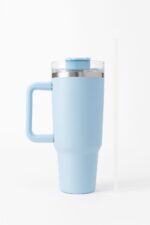 1200ML Tumbler with Lid and Straw | Stainless Steel Water Tumbler Sipper Insulated Hot and Cold with Handle Leak Proof Cup Coffee Mug Cupholder for Gym Office Travelling (Light Blue)