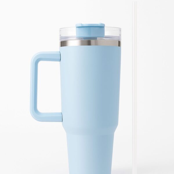 1200ML Tumbler with Lid and Straw | Stainless Steel Water Tumbler Sipper Insulated Hot and Cold with Handle Leak Proof Cup Coffee Mug Cupholder for Gym Office Travelling (Light Blue)