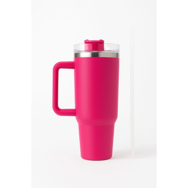 1200ML Tumbler with Lid and Straw | Stainless Steel Water Tumbler Sipper Insulated Hot and Cold with Handle Leak Proof Cup Coffee Mug Cupholder for Gym Office Travelling (Hot Pink)